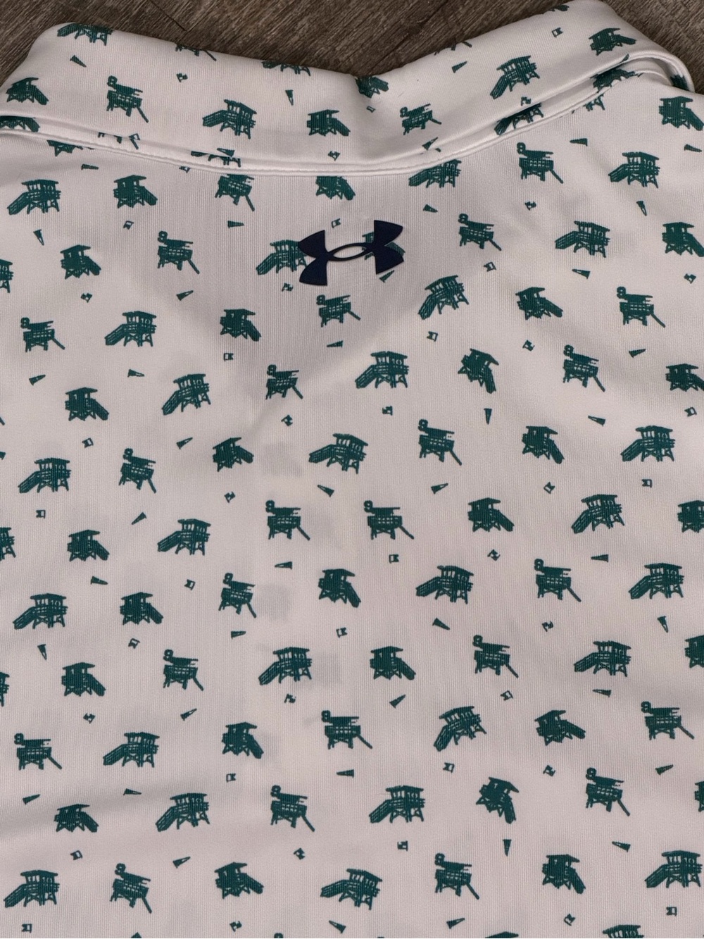 Under Armour White Polo with Green Micro Print - Men’s Short Sleeve 3XL - Picture 10 of 10